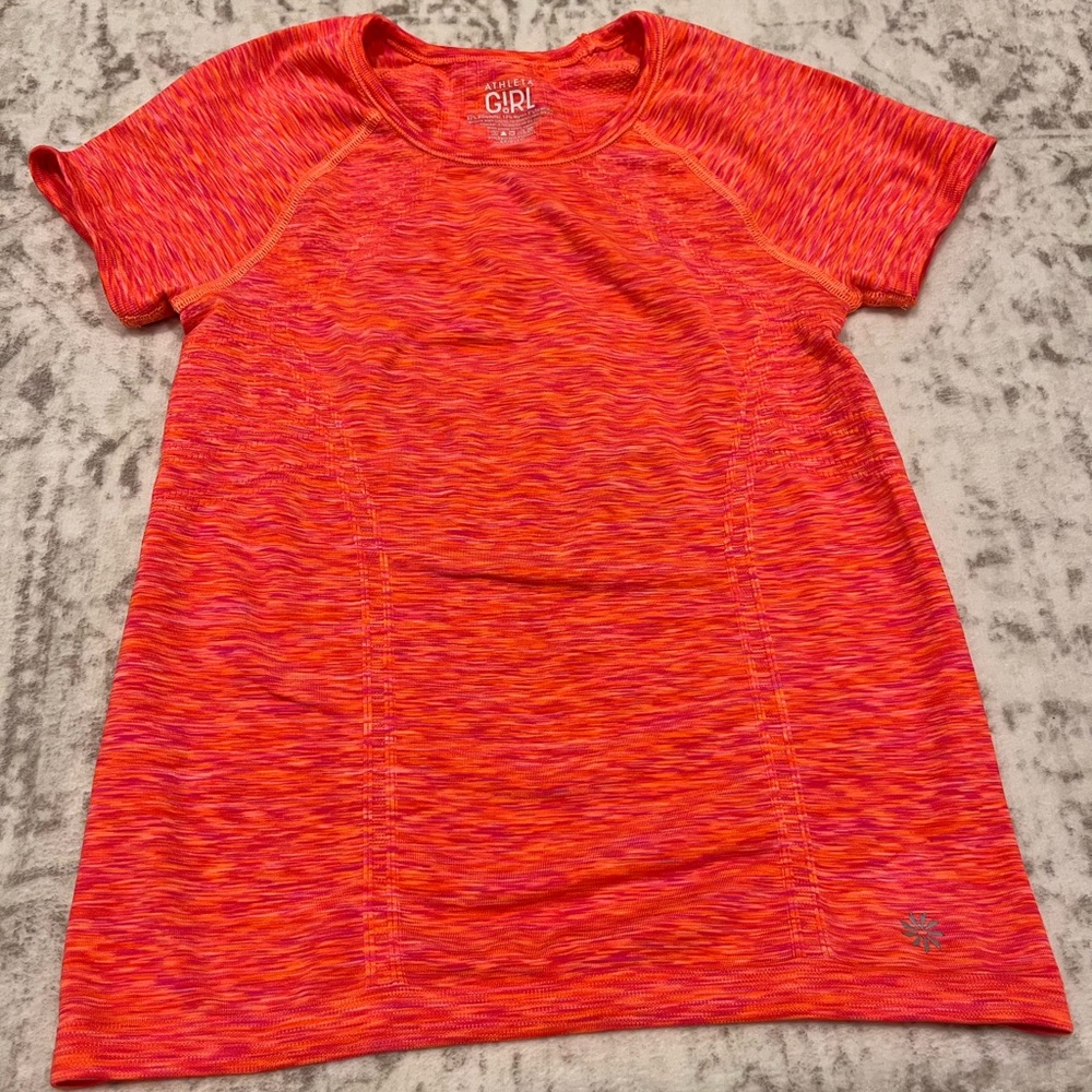 Athleta Girl Bright Pink and Orange Short Sleeve Tee